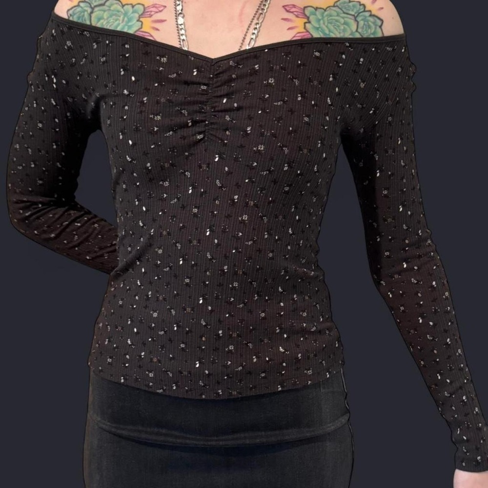 Old Navy Black Off the Should Long Sleeve Top Size XS
